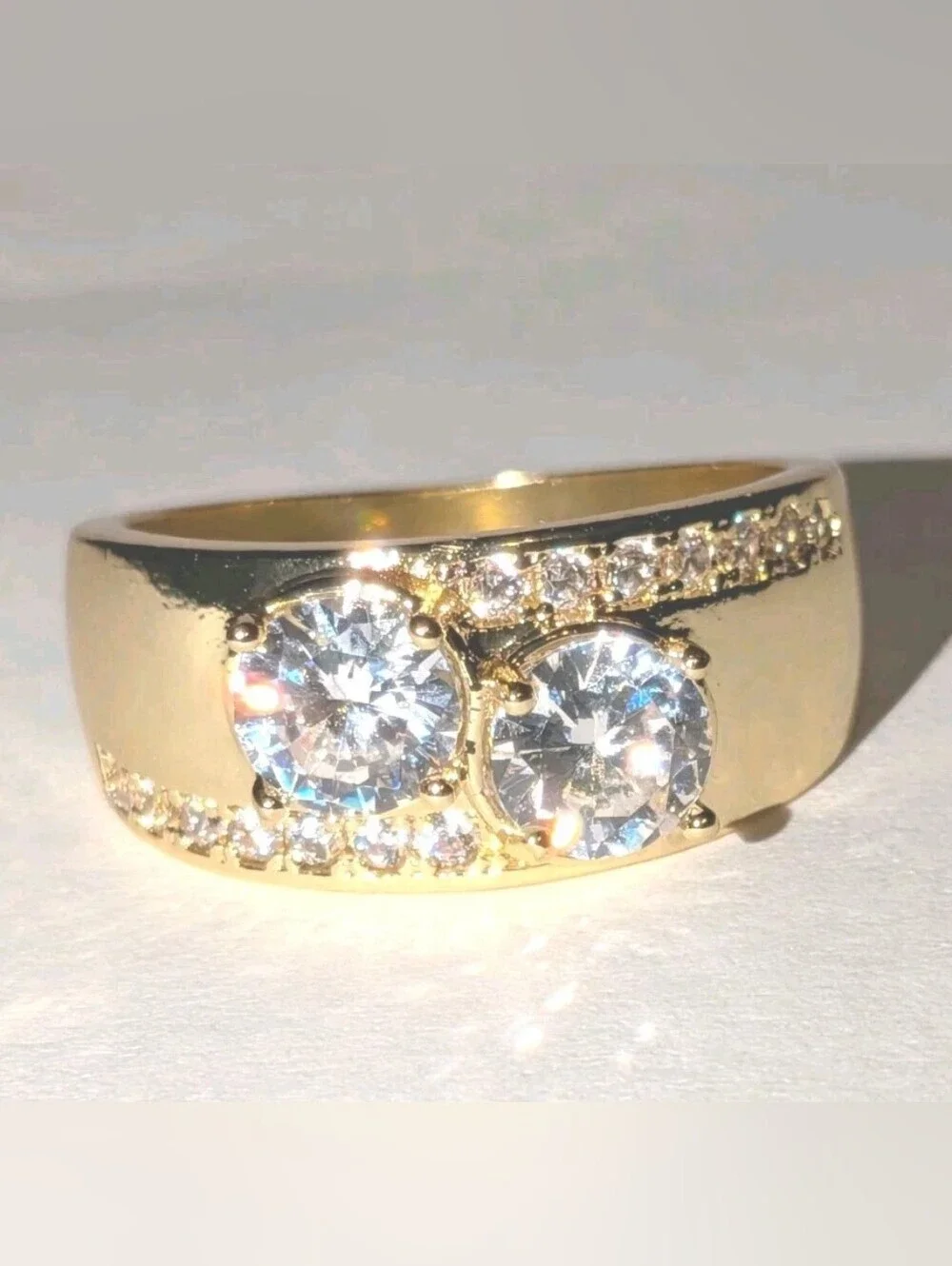 Men's 3 Ct Round Cut Moissanite Prong Engagement Ring 14K Yellow Gold Plate Sz 9